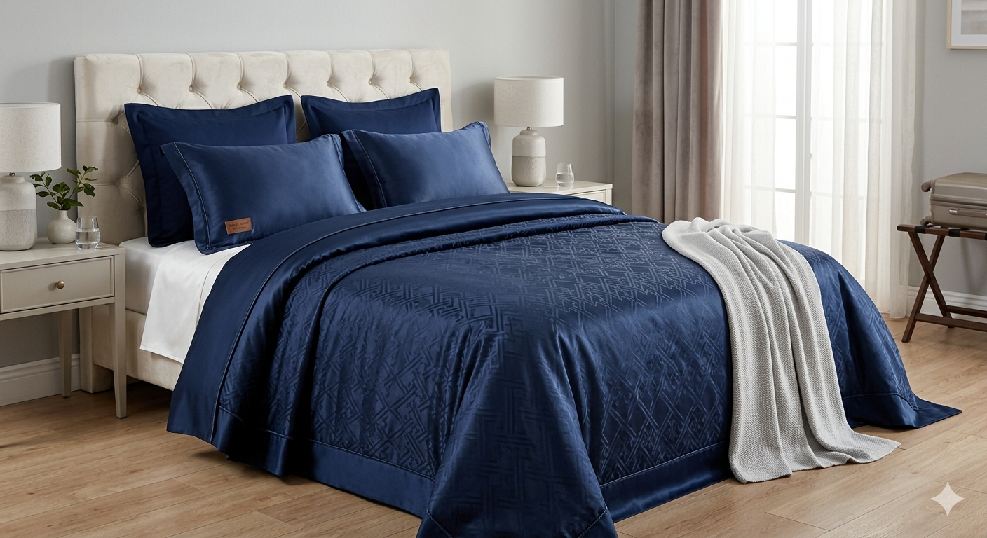 Çift Kişilik Saten Yatak Örtüsü Seti 6 Parça - %100 Polyester Parlak Saten, Ultra Yumuşak, Çarşaf + Nevresim + Yastık Kılıfı Dahil, Lüks Otel Tarzı